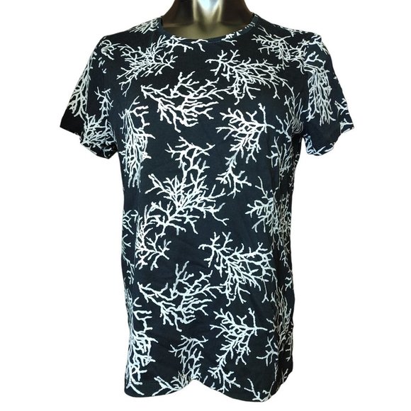 CROFT & BARROW Tops - CROFT & BARROW Womens XS Black White Sea Coral Classic Crewneck Short Sleeve Top